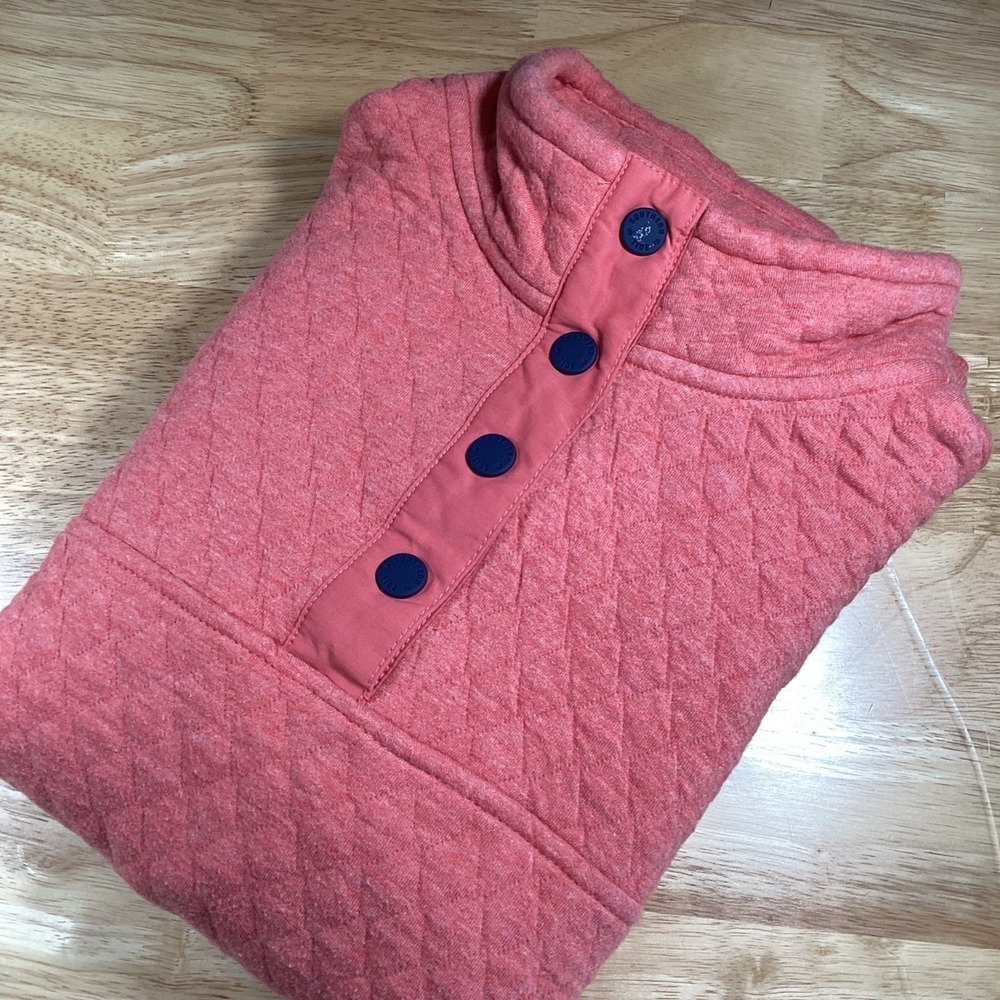 Southern Tide Women's Medium Makenzie Quilted Pullover Sweatshirt Sweater Coral